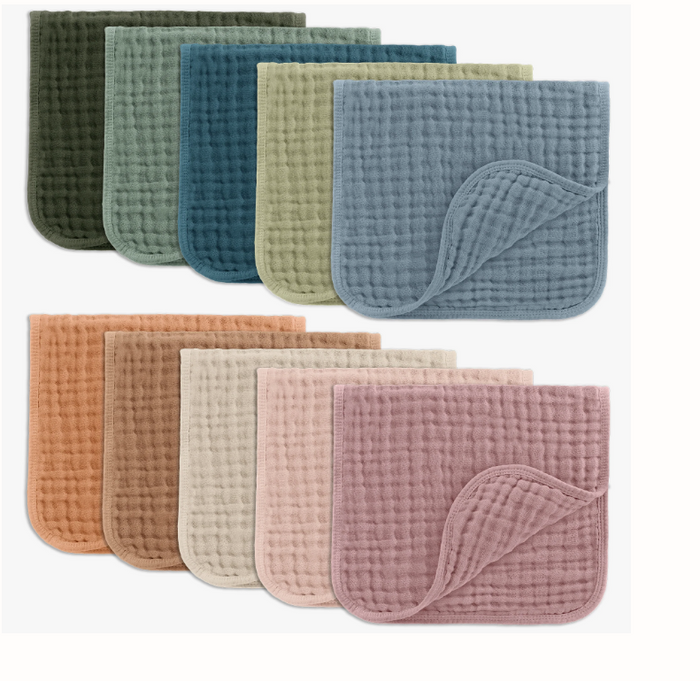 COMFY CUBS MULTICOLOR BURP CLOTH 10 PACK