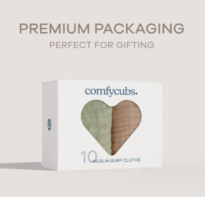 COMFY CUBS MULTICOLOR BURP CLOTH 10 PACK