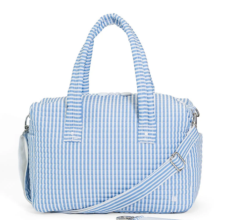 TRVL QUILTED STROLLER BAG BUNDLE PIMLICO STRIPE CHAMBRAY BLUE + CHANGER MATS + EVERYDAY