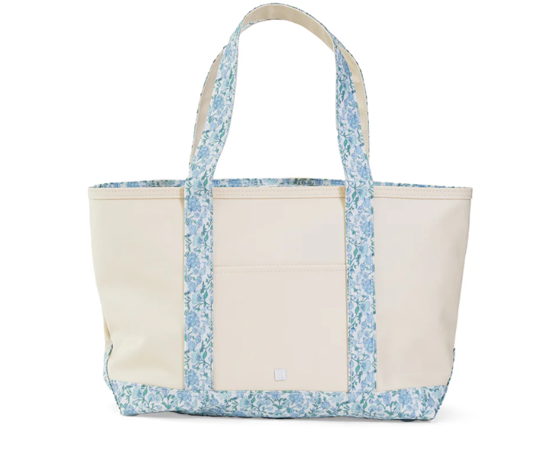 TRVL MEDIUM TOTE COATED CANVAS NATURAL WITH HAMPTON TRIM