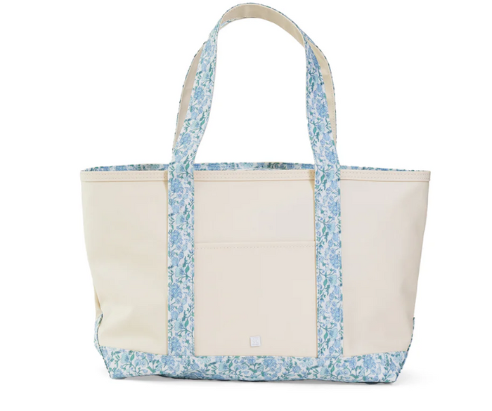 TRVL MEDIUM TOTE COATED CANVAS NATURAL WITH HAMPTON TRIM