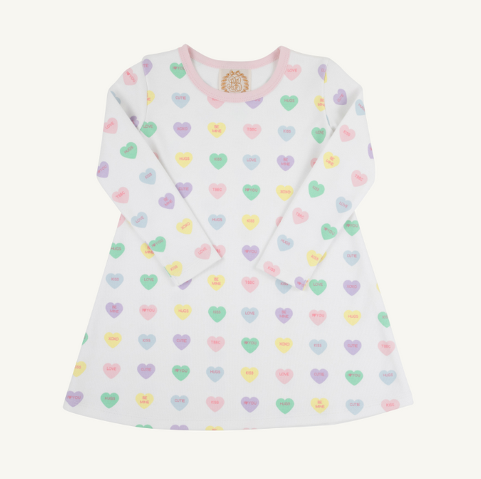 TBBC LONG SLEEVE POLLY PLAY DRESS WE HEART YOU/PALM BEACH PINK