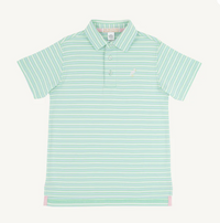 TBBC PRIM & PROPER POLO SUMNER COUNTY STRIPE GRACE BAY GREEN