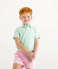 TBBC PRIM & PROPER POLO SUMNER COUNTY STRIPE GRACE BAY GREEN