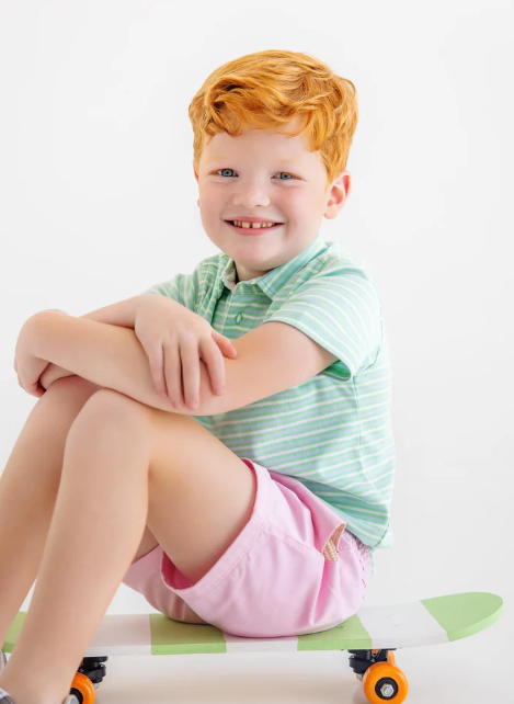 TBBC PRIM & PROPER POLO SUMNER COUNTY STRIPE GRACE BAY GREEN