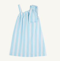 TBBC MAEBELLE BOW DRESS BELHAVEN BLUE TICKING STRIPE