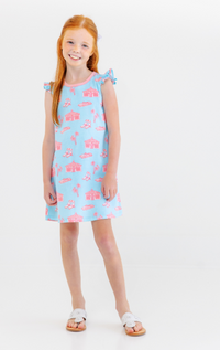 TBBC ANGEL SLEEVE POLLY PLAY DRESS PARROT CAY CANOPY/SANDPEARL PINK