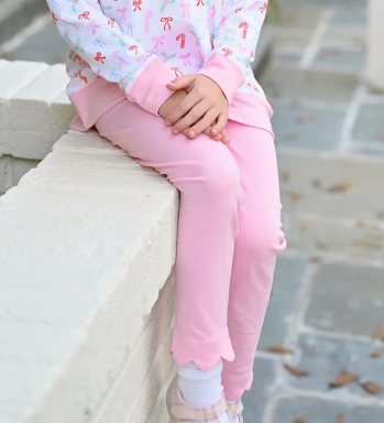 JAMES & LOTTIE LIGHT PINK SCALLOP LEGGINGS