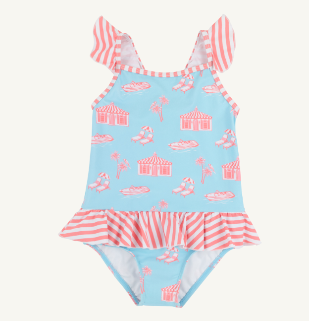 TBBC ST. LUCIA SWIMSUIT PARROT CAY CORAL STRIPE