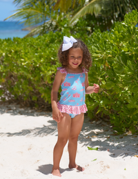 TBBC ST. LUCIA SWIMSUIT PARROT CAY CORAL STRIPE