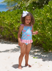 TBBC ST. LUCIA SWIMSUIT PARROT CAY CORAL STRIPE