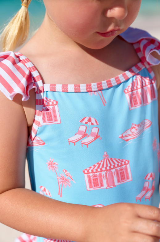 TBBC ST. LUCIA SWIMSUIT PARROT CAY CORAL STRIPE