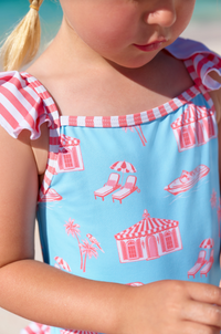 TBBC ST. LUCIA SWIMSUIT PARROT CAY CORAL STRIPE