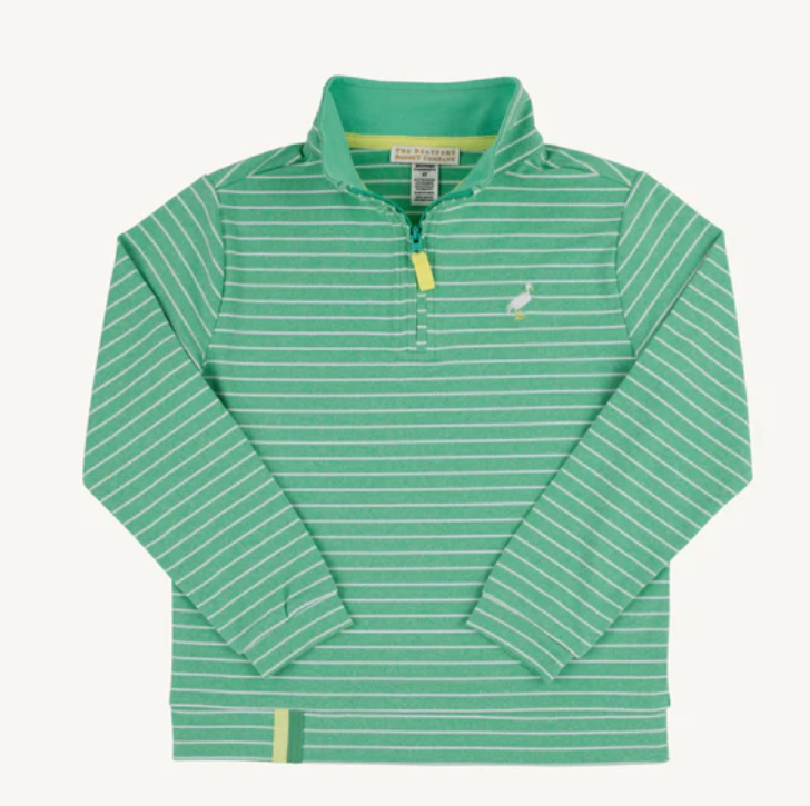 TBBC PREPLETIC HAYWORD HALF ZIP GIBSON ISLAND GREEN STRIPE