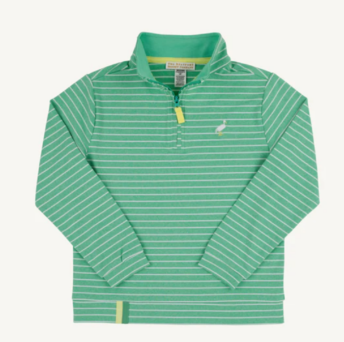 TBBC PREPLETIC HAYWORD HALF ZIP GIBSON ISLAND GREEN STRIPE