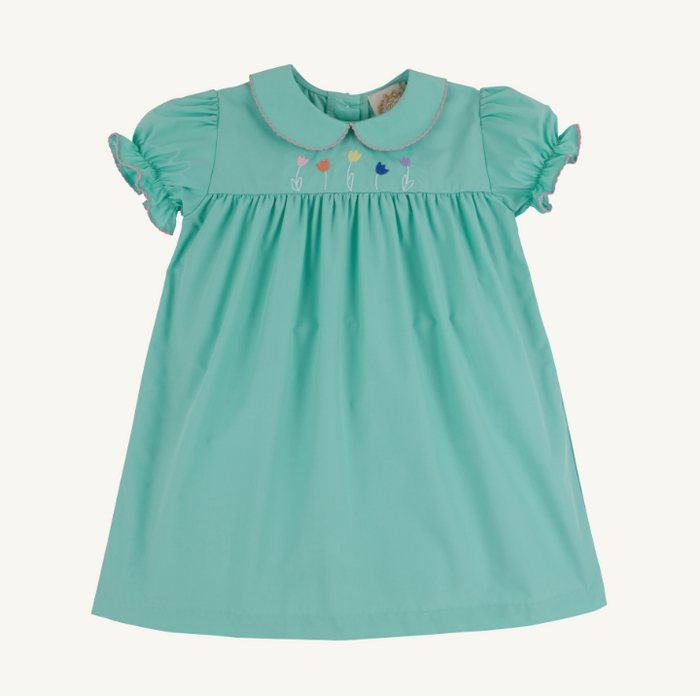 HOLLY DAY DRESS BROADCLOTH TURKS TEAL/FLOWERS