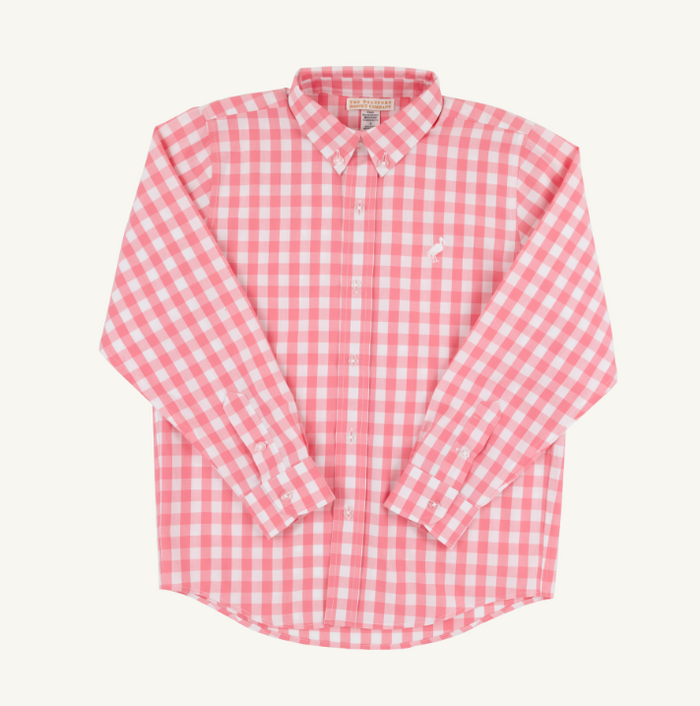 DEAN'S LIST DRESS SHIRT PARROT CAY CORAL CHECK/WORTH AVE WHITE