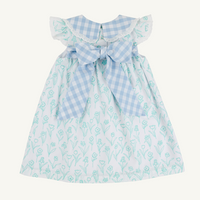 FRANNY FROCK BROADCLOTH FRANKLIN FLOWERS/BARRINGTON BLUE CHECK DRESS