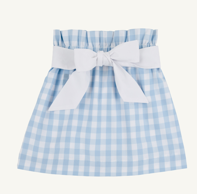 BEASLY BOW SKIRT BARRINGTON BLUE CHECK