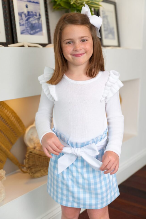 BEASLY BOW SKIRT BARRINGTON BLUE CHECK