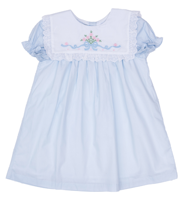 REMI DRESS PORCELIAN BLUE FLORAL BOW