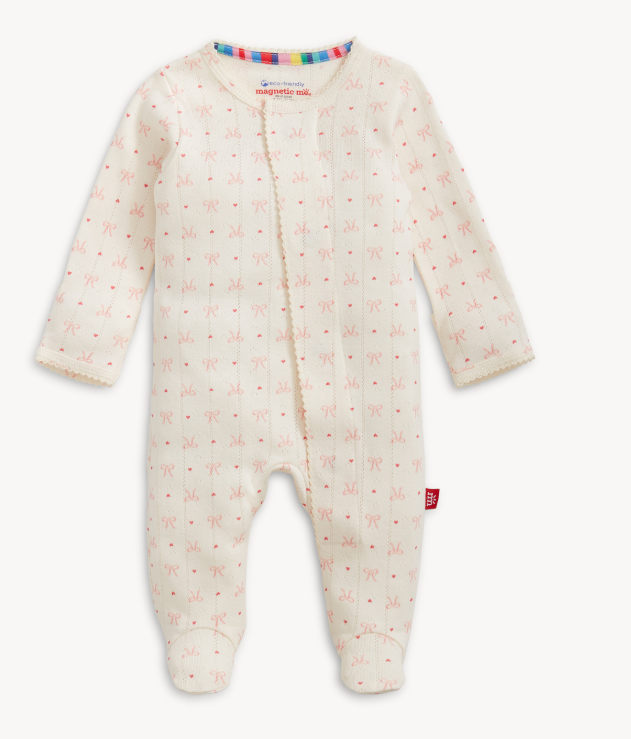 MAGNETIC ME POINTELLE MAGNETIC FOOTIE HEART & BOW