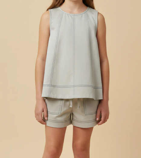 GIRLS STITCHED KNIT SHORT SET