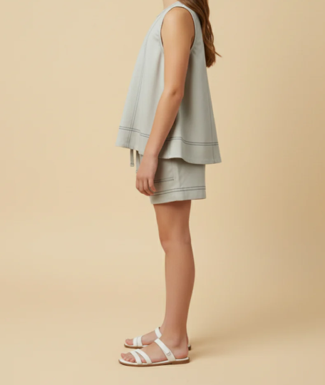 GIRLS STITCHED KNIT SHORT SET