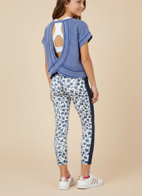 GIRLS OPEN TULIP BACK WASHED KNIT TEE