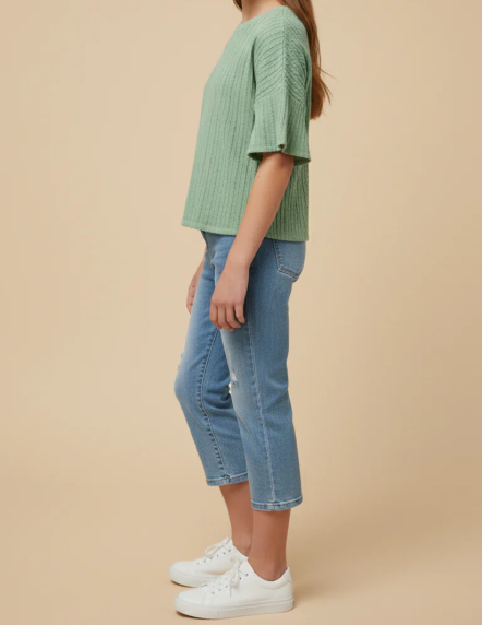 GIRLS LIGHTWEIGHT CABLE KNIT TSHIRT