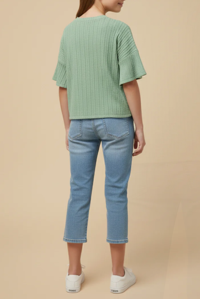 GIRLS LIGHTWEIGHT CABLE KNIT TSHIRT