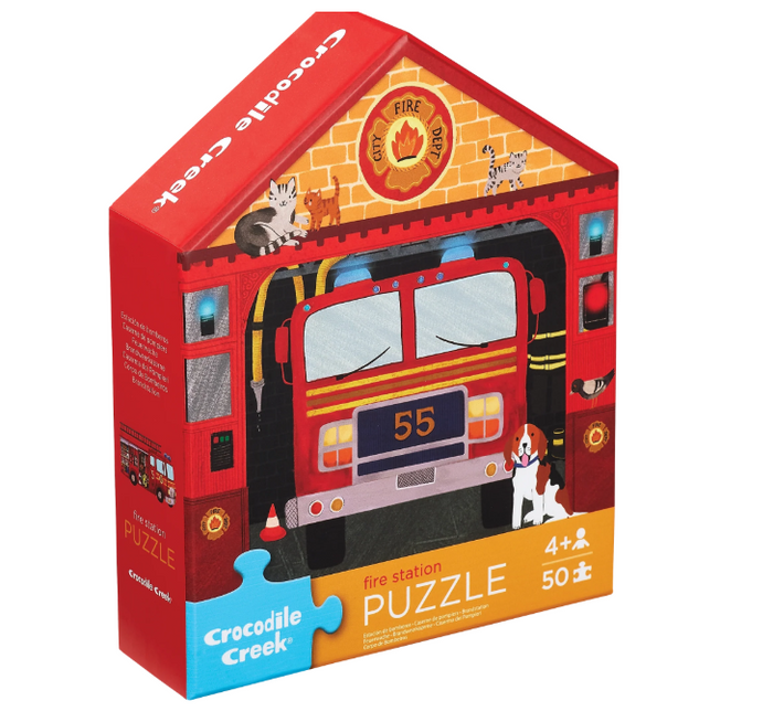 CROCODILE CREEK 50-PC FALT HOUSE PUZZLE FIRE HOUSE