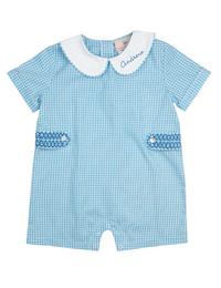 BLUE PLAID SHORTALL