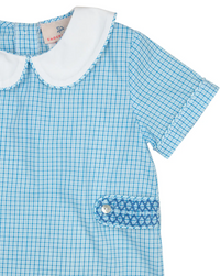 BLUE PLAID SHORTALL