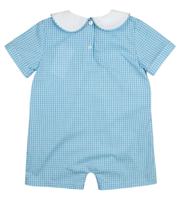 BLUE PLAID SHORTALL