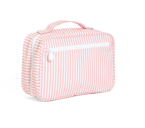 BUNDLE UP HANGING TOILETRY BAG PIMLICO STRIPE DUSTY ROSE