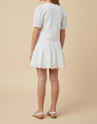 Girls Scallop Hem Pleat Eyelet Set
