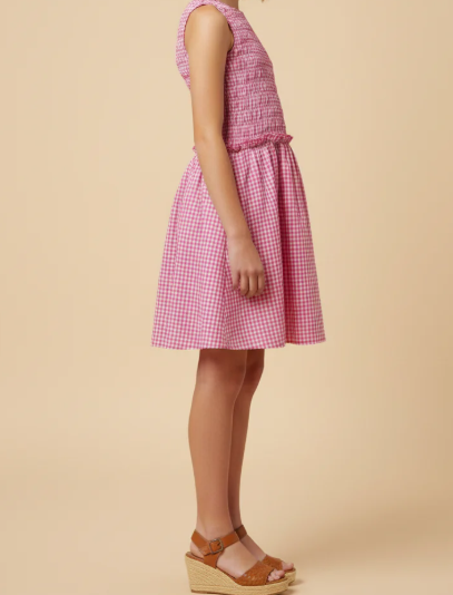 Girls Gingham Smocked Seersucker Tank Dress