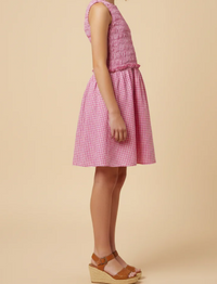 Girls Gingham Smocked Seersucker Tank Dress