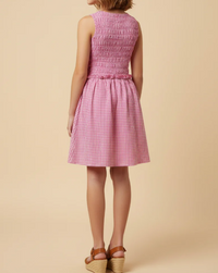 Girls Gingham Smocked Seersucker Tank Dress