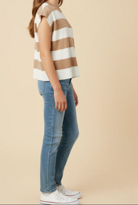 GIRLS STRIPED SOFT SWEATER BOXY TANK