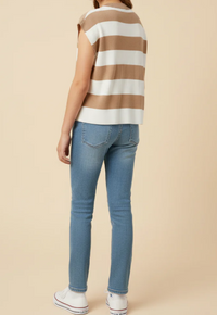 GIRLS STRIPED SOFT SWEATER BOXY TANK