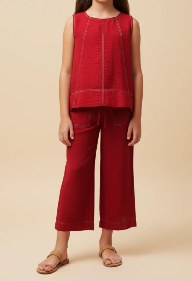 GIRLS CONTRAST STITCH DETAIL SET