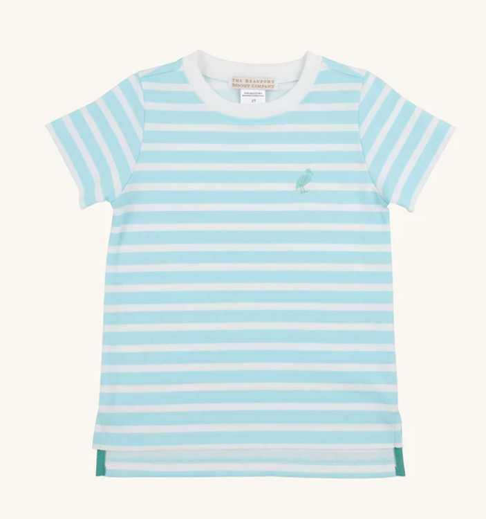 CARTER CREWNECK EDISTO EGG BLUE STRIPE W/TURKS TEAL STORK