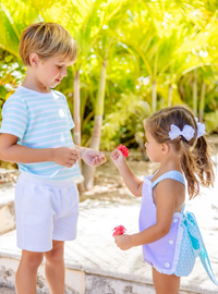 CARTER CREWNECK EDISTO EGG BLUE STRIPE W/TURKS TEAL STORK