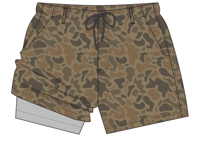 COSTA LINED SWIM TRUNK CAMO STONE BROWN