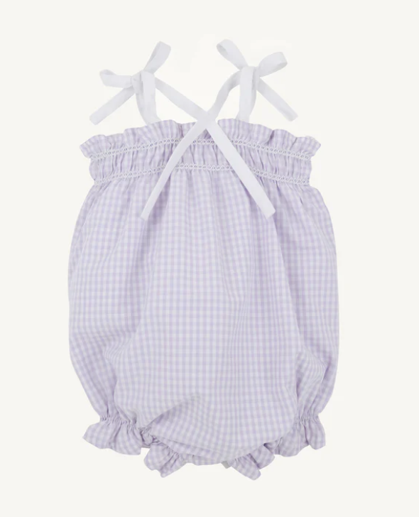 ROSEY ROMPER WOVEN YARN LAUDERDALE LAVENDER GINGHAM