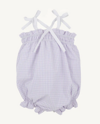 ROSEY ROMPER WOVEN YARN LAUDERDALE LAVENDER GINGHAM