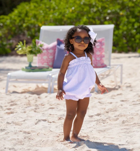 ROSEY ROMPER WOVEN YARN LAUDERDALE LAVENDER GINGHAM