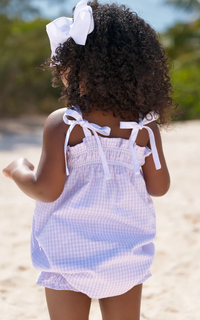 ROSEY ROMPER WOVEN YARN LAUDERDALE LAVENDER GINGHAM